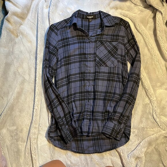 EXPRESS Boyfriend Flannel - Picture 1 of 5